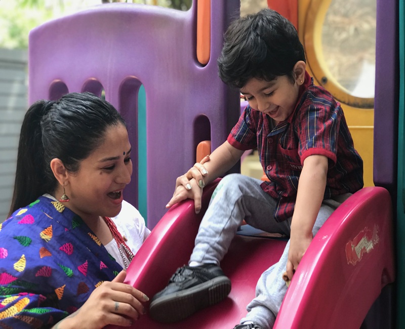 Mother and child playing together